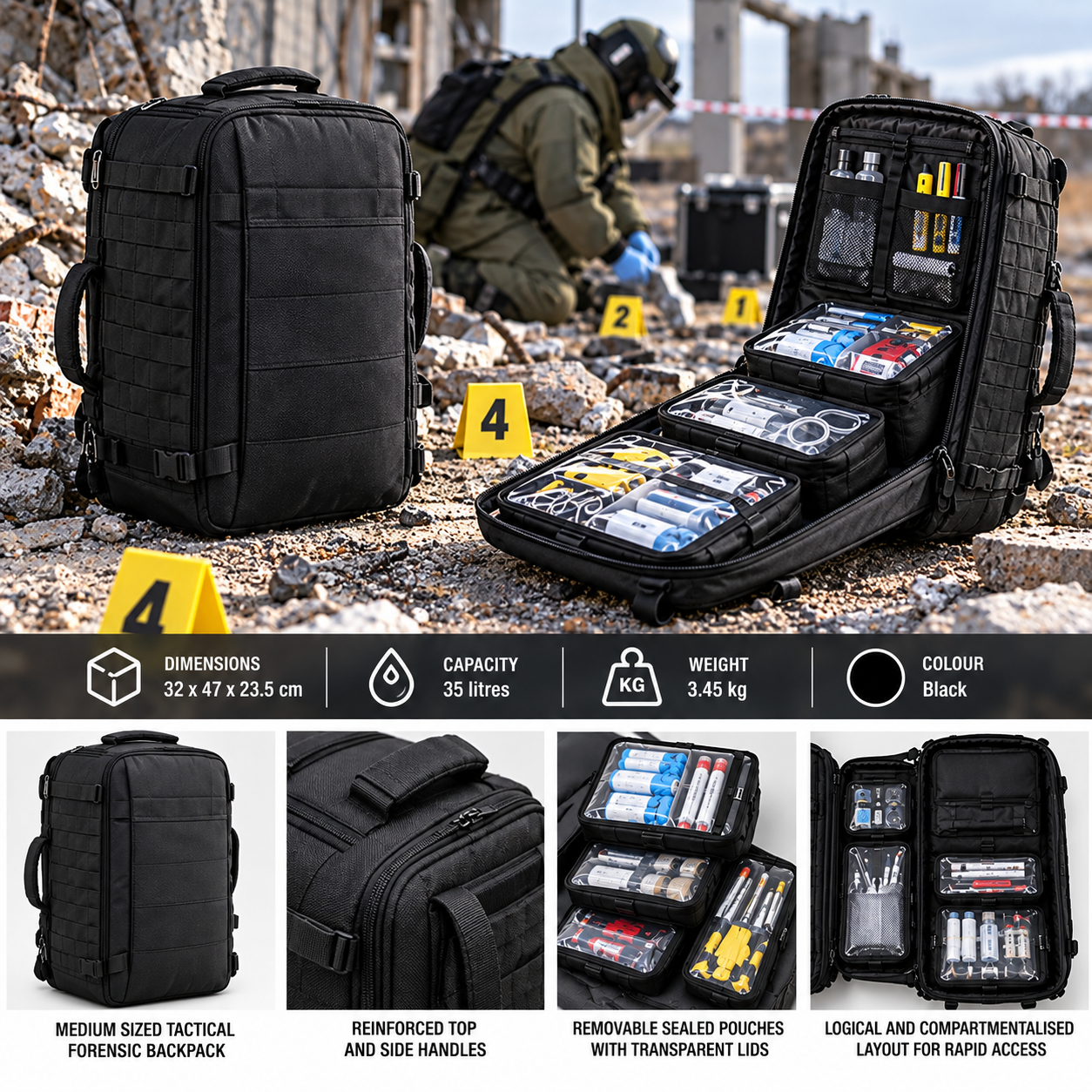 Tactical Backpack - Black - Image 4